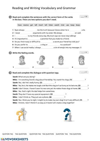 Vocabulary and question tags