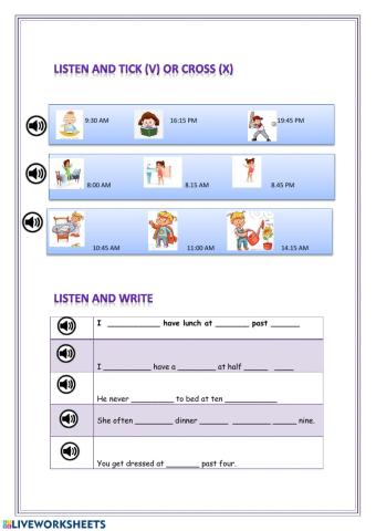 Listening.daily routines and the time