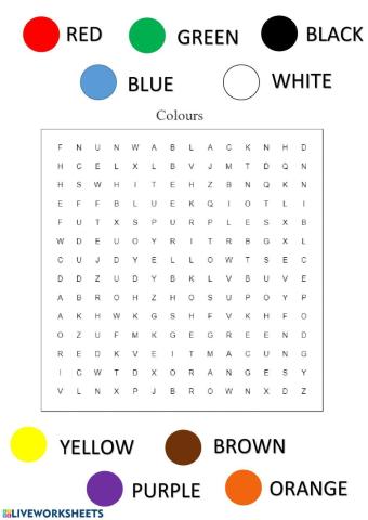 Colours Wordsearch