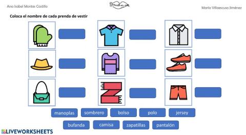 Vocabulario prendas de vestir 2 lectura