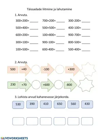 Täissadade liitmine ja lahutamine