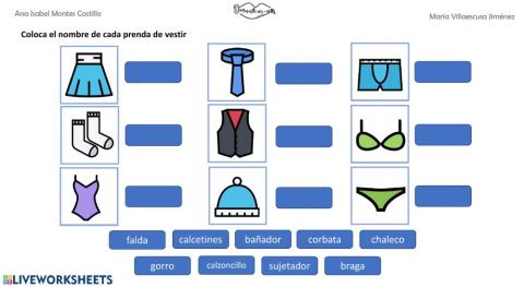 Vocabulario prendas de vestir 4 lectura