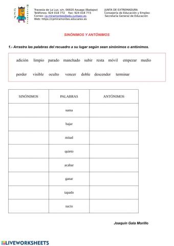 Sinónimos y antónimos 2