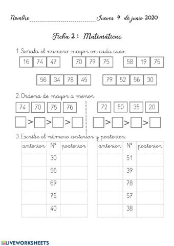 Numero anterior y posterior