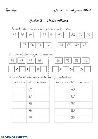 Numero anterior y posterior