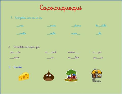 Ca,que,qui,co,cu
