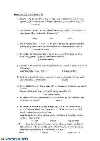 Problemas de fracciones