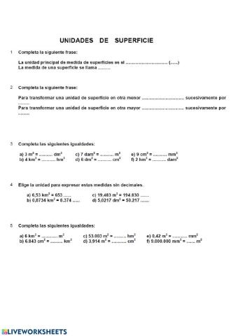 Medidas de superficie