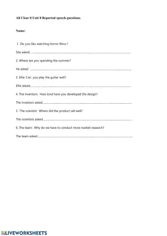 Reported speech questions