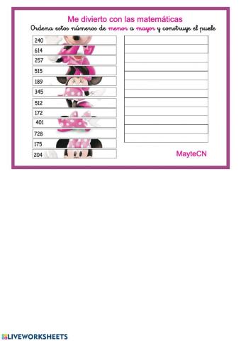 Ordenar números de menor a mayor