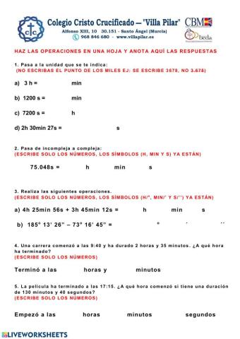 Sistema sexagesimal - test 5º