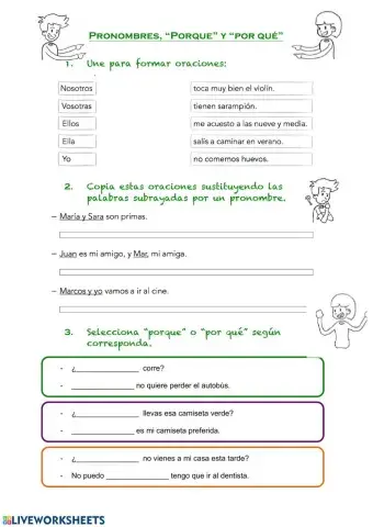 Pronombres, porque y por qué