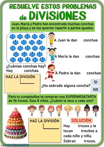 Problemas de divisiones por 1 cifra.