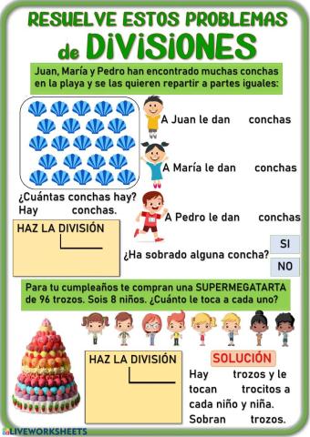 Problemas de divisiones por 1 cifra.
