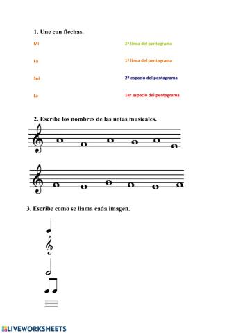 Notas y elementos musicales 2º