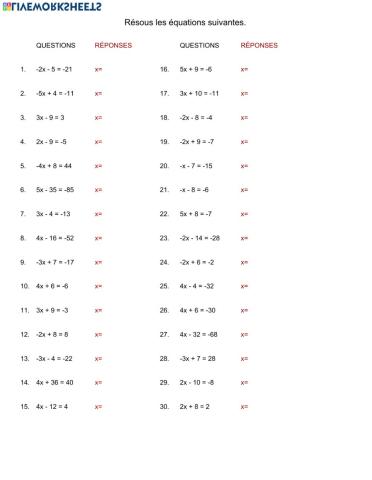 Résolution d'équations