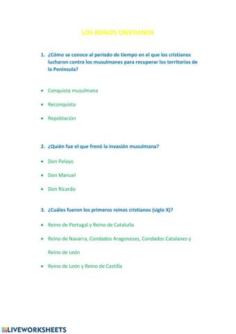 Los reinos cristianos