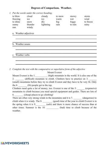 Weather. Degrees of comparison