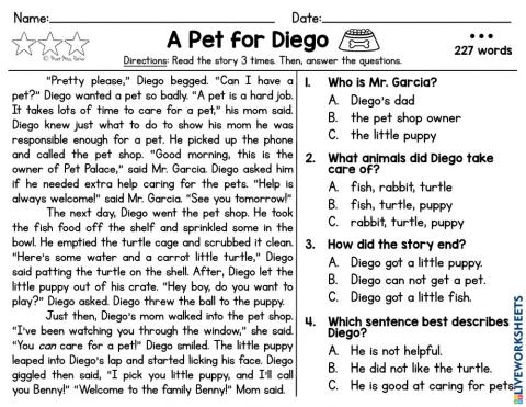 A Pet for Diego - 227 words