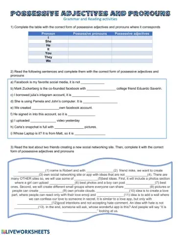 Possessive adj and pronouns