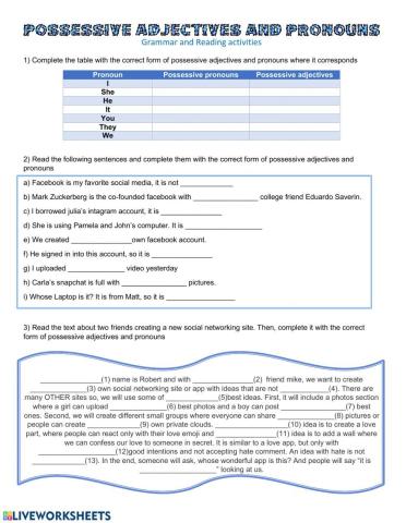 Possessive adj and pronouns