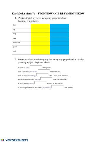 Adjectives - comparatives and superlatives