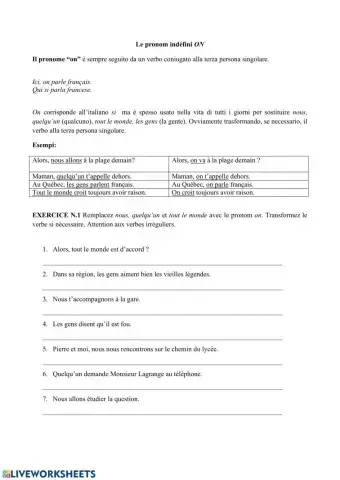 Le pronom indéfini ON