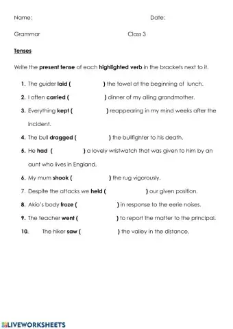Changing PAST TENSE to PRESENT TENSE