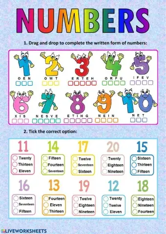 Numbers from 1 to 20
