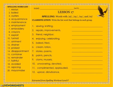 Spelling Level F - Lesson 17