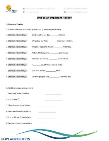 Unit 16-An important holiday