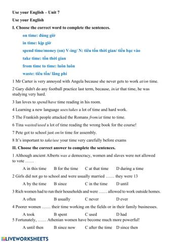 Use your English - Unit 7 - Act B1