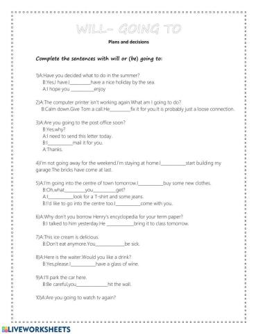 Will vs Going to: Plans and Decisions