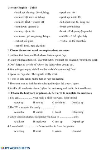 Unit 8 - Act B1 - Use your English