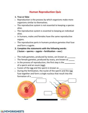 Reproduction Quiz
