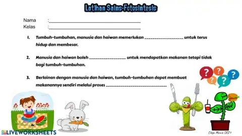 Latihan sains tahun 4-fotosintesis