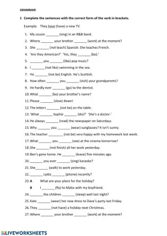 English file elementary grammar revision