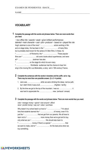 Examen de pendientes