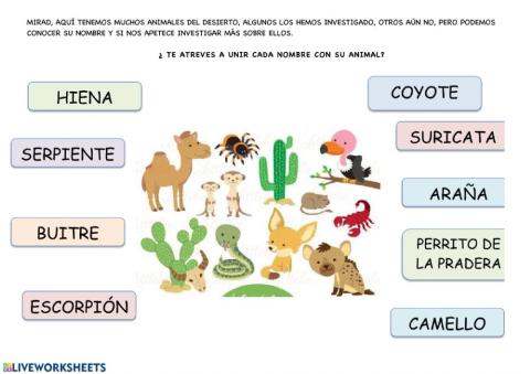 Animales del desierto ( mayúsculas)