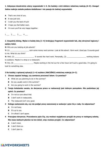 2) listening, reading, language functions