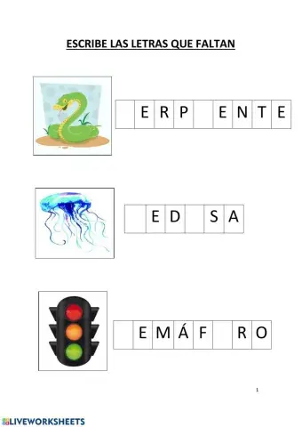 Escribe la letra que falta