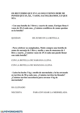 Unidades de medida problemas