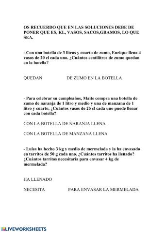 Unidades de medida problemas