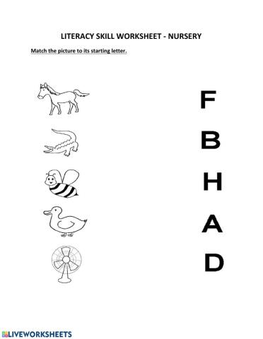 Literacy Skill - Nursery