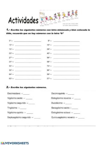 Los números ordinales