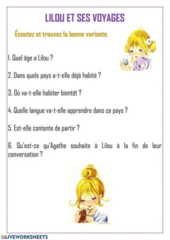 Lilou et ses voyages. 5 classe