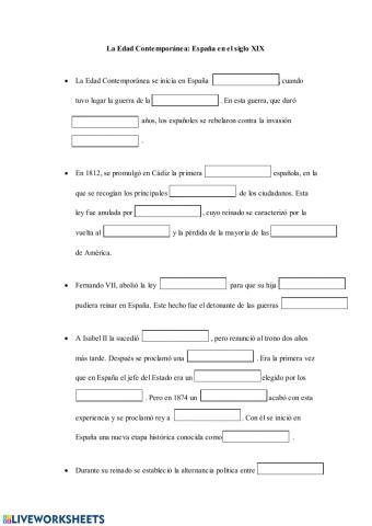 Edad Contemporánea en España s.XIX