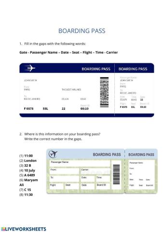 At the Airport: Boarding Pass