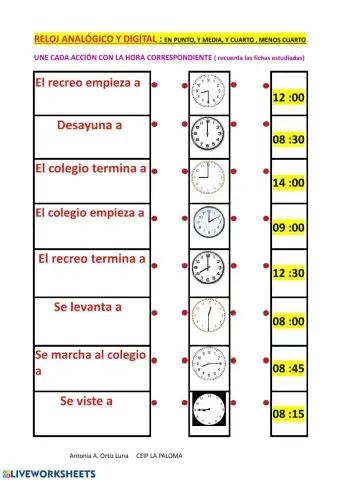 Reloj. rutinas y horas