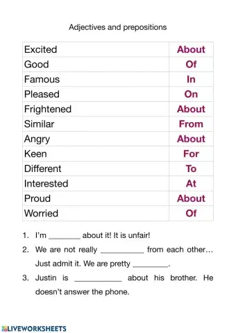 Adjectives and Prepositions